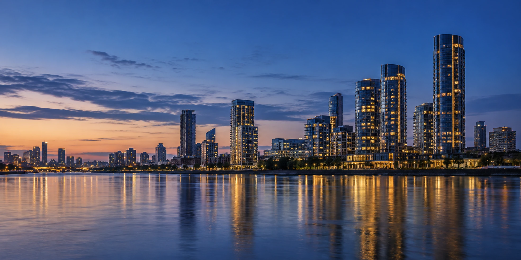 River Thames and the contemporary Nine Elms skyline at dusk